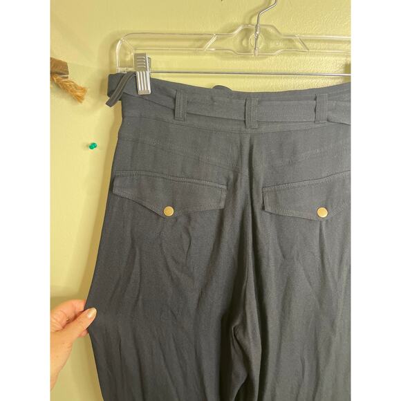 Ulla Johnson Alandra Pants Raven Black High Waisted Pockets Crepe,size 2,MSRP425 - Picture 5 of 16